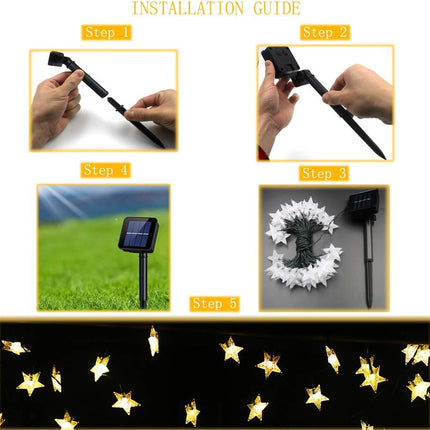 Christmas Decorations Outdoor Solar Star String Lights, 50LED 23ft Solar Powered Christmas Fairy Lights, 8 Modes Waterproof Solar Christmas Lights for Outside Garden Patio Yard Christmas Tree Decor