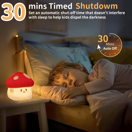 Mushroom Silicone Lamp, Cute Hug Mushroom Night Light with Timer, Squishy Dimmable Light for Baby Nursery, Rechargeable LED Portable Touch Nightlight, Kawaii Room Desk Decor, Christmas s