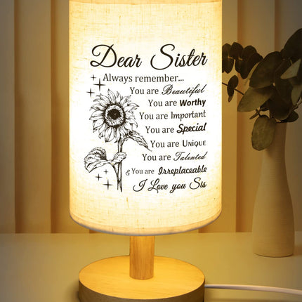 Sister s, Sister Christmas s Fabric Lamp, Christmas s for Sister, Sister Birthday s Table Lamp with Wooden Stand Anniversary Wedding Birthday s for Sisters