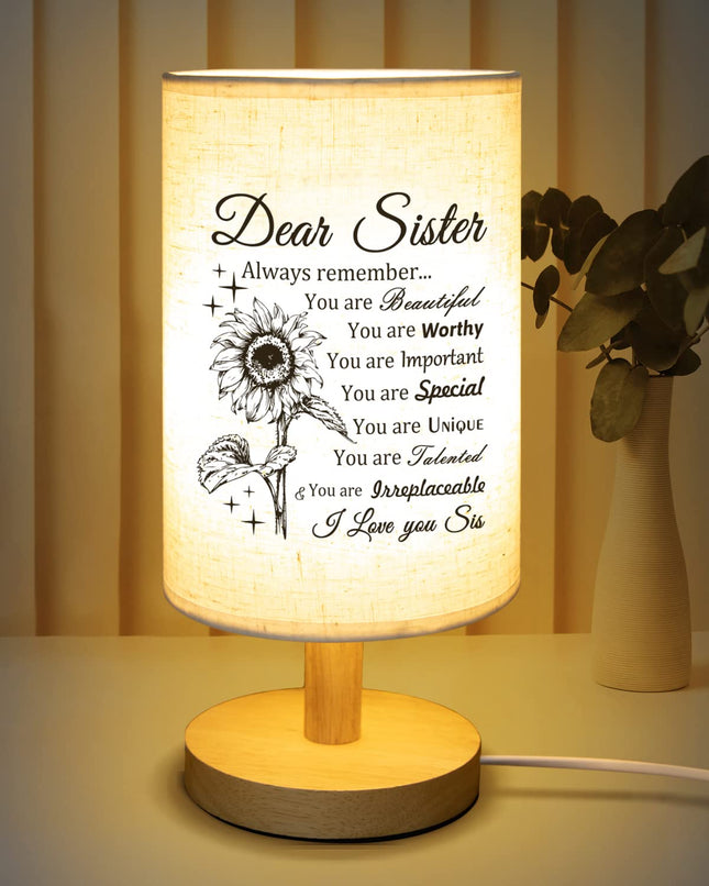 Sister s, Sister Christmas s Fabric Lamp, Christmas s for Sister, Sister Birthday s Table Lamp with Wooden Stand Anniversary Wedding Birthday s for Sisters