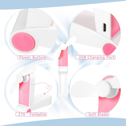3 Pack Portable Pocket Fans Handheld Mini Fan Portable Foldable Fan Personal Travel Fan Hand Fan Summer Usb Rechargeable Desk Fan