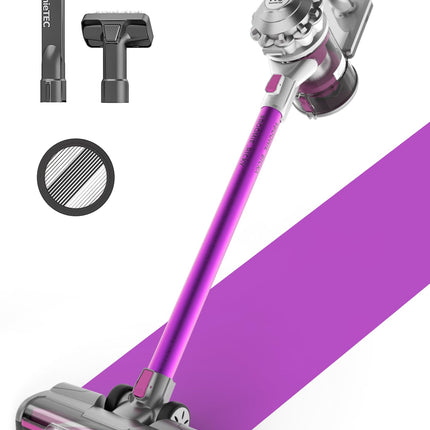 Roomie Tec R3 Cordless Stick Vacuum Cleaner, Fadeless Suction Power For Floor And Carpet, Up To 43 Min Powerful Battery, Bagless, Large Capacity, Extra Wide Roller, Led Headlights, And Hepa Filtration