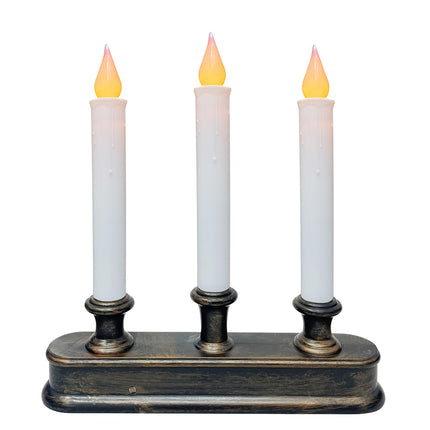 Battery Operated Window Candles, 3-Light Christmas Window Candles with Sensor Dusk to Dawn, 9'' Cordless Window Candles with Flameless Flicker Taper Lights, Battery Operated Candles for Window Decor
