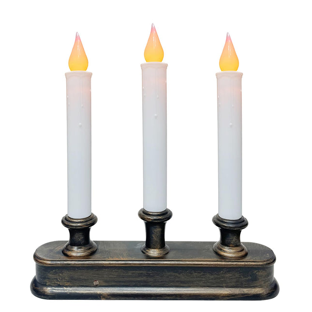 Battery Operated Window Candles, 3-Light Christmas Window Candles with Sensor Dusk to Dawn, 9'' Cordless Window Candles with Flameless Flicker Taper Lights, Battery Operated Candles for Window Decor
