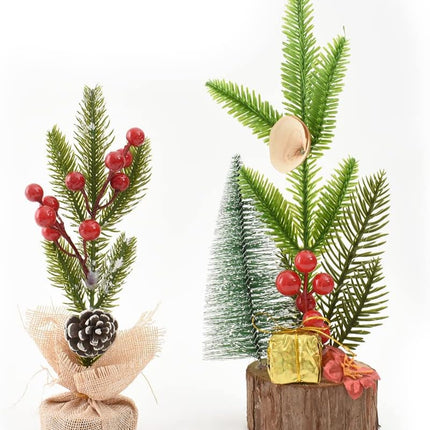 HUIANER Mini Christmas Tree Tabletop Tree with Pine Cone Berry Christmas Decor with Wood Base Ornaments for Xmas Holiday Decorations Table Desk