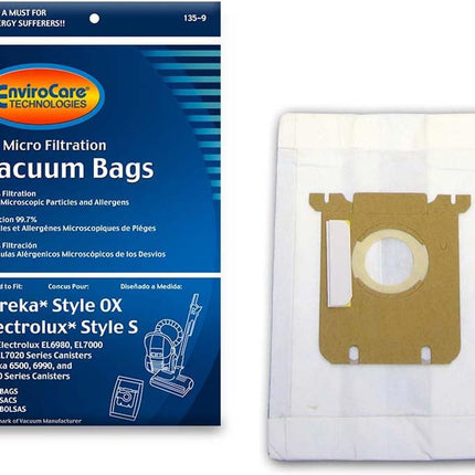 Envirocare Micro Filtration Vacuum Cleaner Dust Bags Designed To Fit Electrolux Harmonyoxygen Style S And Eureka Canisters Style S Canisters 9 Pack