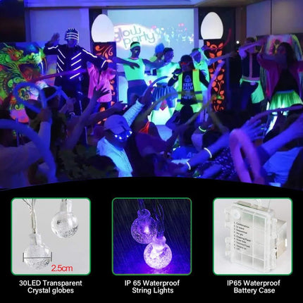 OMIKA 15FT 30 LED Black Light Battery Operated, UV Black Christmas Lights String, Twinkle Fairy Lights with Remote, Blacklight for Halloween Bedroom Glow Party Body Paint Fluorescent Tapestry Decor