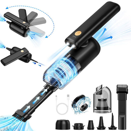 9000Pa Handheld Vacuum Cleaner With Led Light 180° Foldable Multifunctional Vacuum Cleaner For Blowing Vacuuming Pumping Strong Suction Rechargeable Mini Vacuums For Car Home Office