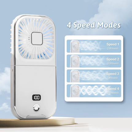 Mini Fan Portable,Handheld Fan Foldable,5 In 1 Neck Fan,Hand Fan,Desk Fan,3000 Mah Power Bank,Phone Holder,Usb Rechargeable