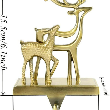 Christmas Stocking Holders for Mantle Christmas Stocking Hangers for Fireplace Anti-Slip Mantel Hanger Hooks for Stocking Hanging Ornament Firepiece Xmas Decor (Bronze Set)