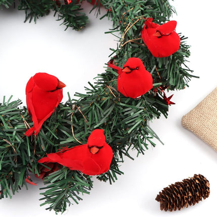 20PCS Christmas Mini Cardinal Clip on Tree Ornaments Bird Decorations, Small Red Artificial Birds Foam Feather Birds for DIY Crafts Christmas Tree Gardening Wreath Decoration(Red)