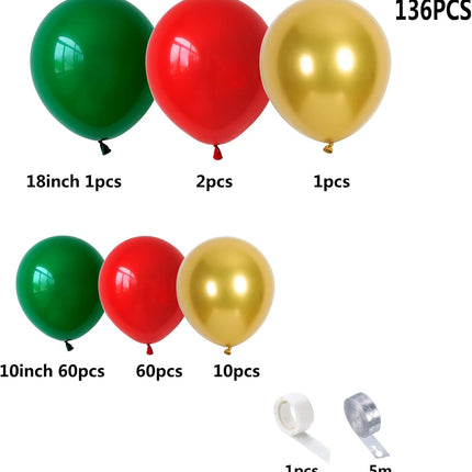 Red Green and Gold Balloon Garland Kit for Baby Shower, Wedding, Birthday, Graduation, Christmas Party Decoration