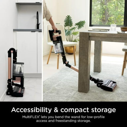 Shark Iz840H Stratos Cordless Vacuum With Clean Sense Iq, Duoclean Powerfins Hairpro, Includes Crevice Tool, Up To 50 Minute Runtime, Rose Gold Reed