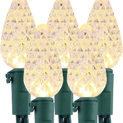 Brizled Faceted C5 LED String Lights, 100 LED 33ft Mini String Lights, 120V UL Certified Christmas Lights Set for Indoor and Outdoor Decoration, Patio, Party, Roof and Holiday, Warm White