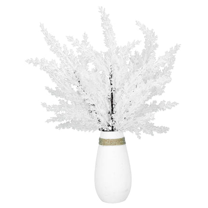 Snowy Artificial Pine Branches Set of 3 Snow Frosted Faux Cedar Stems White Winter Twigs Christmas Picks Greenery Sprays for Xmas Tree Topper Filler DIY Garland Home Vase Table Decoration 17 Inch (3)