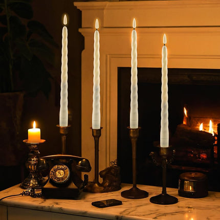 Flameless Candles Battery Operated Lights with Home Decor, Flickering LED Taper Candles, 6-Pack, Ideal for Christmas/Holiday/Dinner, Weddings, & Parties Decorate