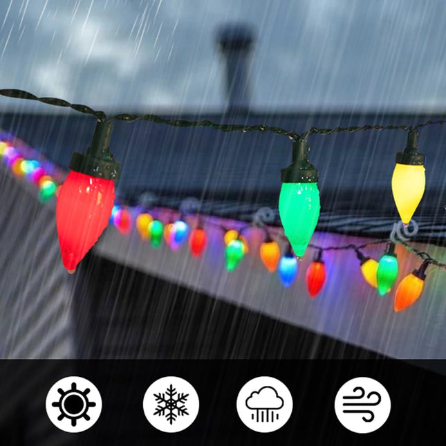 NIOSTA C7 Christmas Outdoor String Lights, 50 LED 26Ft Vintage Christmas Lights with 8 Lighting Modes, Battery Operated Lights with Timer for Xmas Tree, Garden, Car, Yard, Patio, House, Wreath