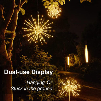 LIGHTSHARE 18" Starburst Light Lighted Ball 120 LED Firework Lights Warm White Twinkle Hanging Ball Dual-use for Patio Walkway Pathway Decoration Indoor/Outdoor
