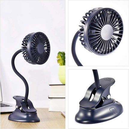 Clip On Fan Usb Battery Operated Desk Clip Fan With Emergency Power Bank, Baby Stroller Fan Rechargeable Personal Fan Flexible
