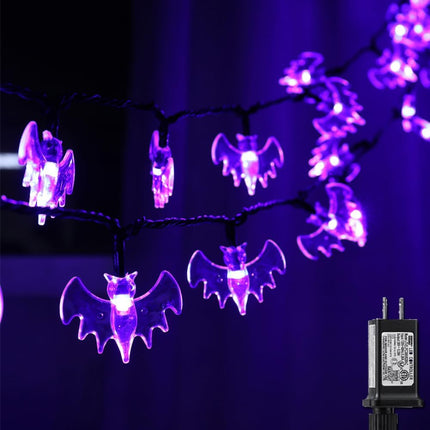 70 LED Bat String Lights - 22.6ft Halloween String Lights, Waterproof Plug in Light for Outdoor, Indoor Decor - Halloween Lighting for Garden, House, Halloween Party Decorations (Purple)