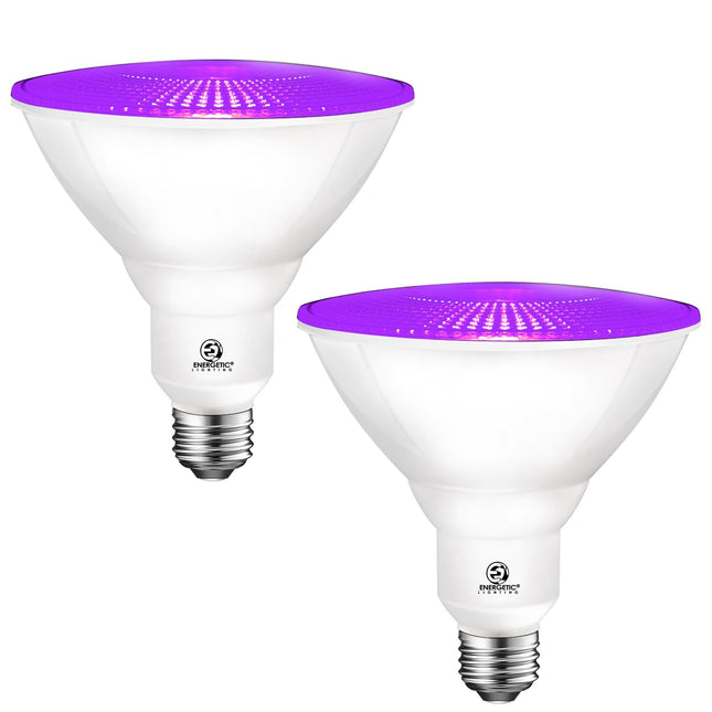 Energetic Purpule Par38 LED Flood Outdoor Light Bulb, 16W (90Watt Equi.), Dimmable, E26 Base, for Christmas Halloween Thanksgiving-Party Decoration, Porch, Home, Holiday Lighting, UL Listed, 2 Pack