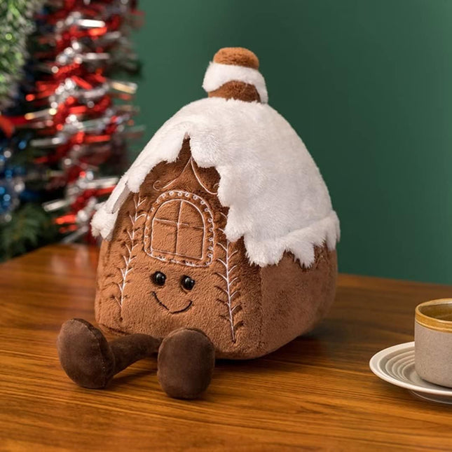 Cute Gingerbread House Pillows Plush Stuffed Christmas Pillows for Couch Bed Living Room Bedding Room,Chic Ginger House Decoration Pillows for Christmas Party Decor, House,12.5"