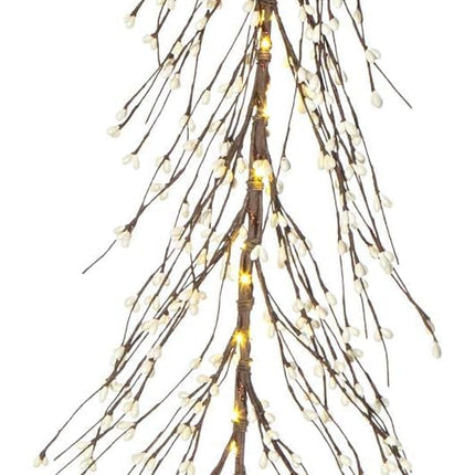 LampLust Christmas Garland with Lights, 6 Ft Lighted Garland, 100 LED Light, White Berry Garland, Battery Powered, Timer Included, Christmas Decorations Indoor, Fall Garland for Mantle, Holiday Decor