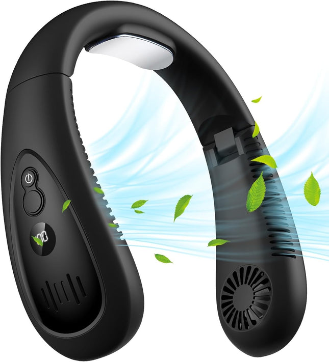 Neck Fan, 5000Mah Led Display Foldable Neck Fans Portable Rechargeable, With 3 Speeds Adjustment And Heat Sink Aluminum Sheet