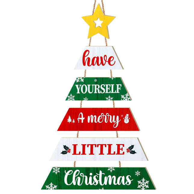 Christmas Wood Hanging Sign Ornament with Rope 22 x 14 Inch Christmas Wood Sign Large Rustic Wooden Hanging Ornaments Wall Sign Merry Christmas for Front Door Porch Indoor Outdoor Home Decor