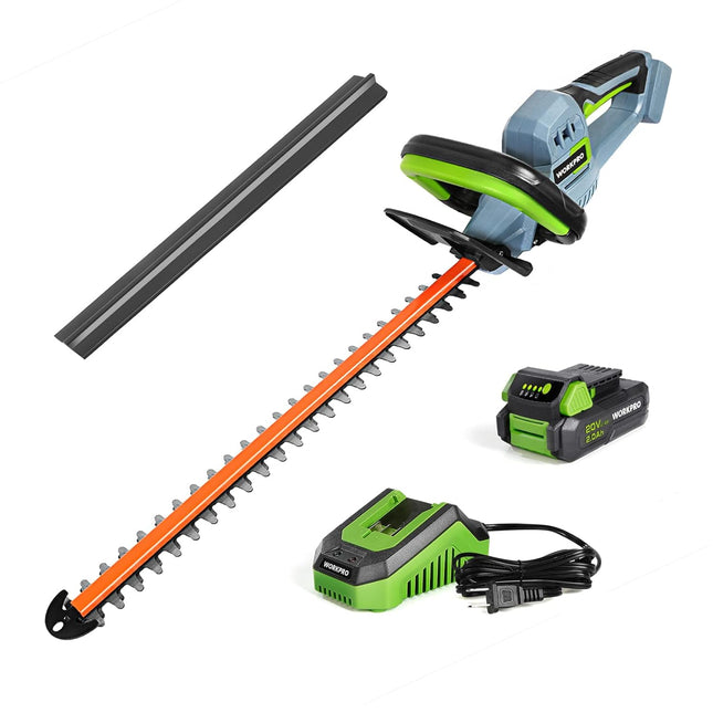 WORKPRO 20V Cordless Hedge Trimmer, 20" Dual Action Blades Electric Gardening Trimmer, 2.0Ah Battery 1 Hour Quick Charger Included, Great Garden s