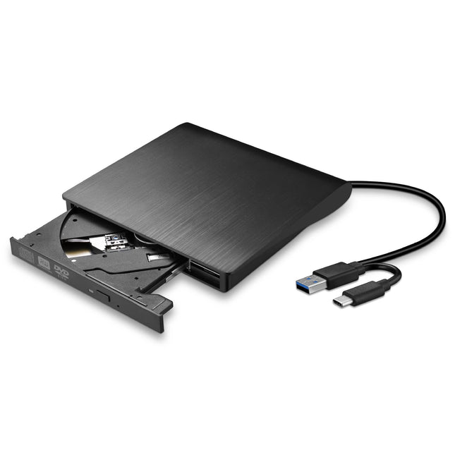 External CD/DVD Drive for Laptop HYRIPE Ultra Slim USB 3.0 Type-C DVD Player Portable CD +/-RW Disk Drive CD ROM Burner Reader Compatible with Laptop Desktop PC Windows MacBook Mac Linux Mac OS