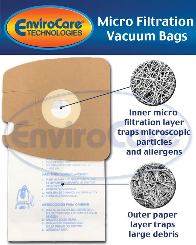 Envirocare Micro Filtration Vacuum Cleaner Dust Bags Made To Fit Eureka Style Mm. Replaces Part 60295C Mighty Mite Vacuums 18 Pack