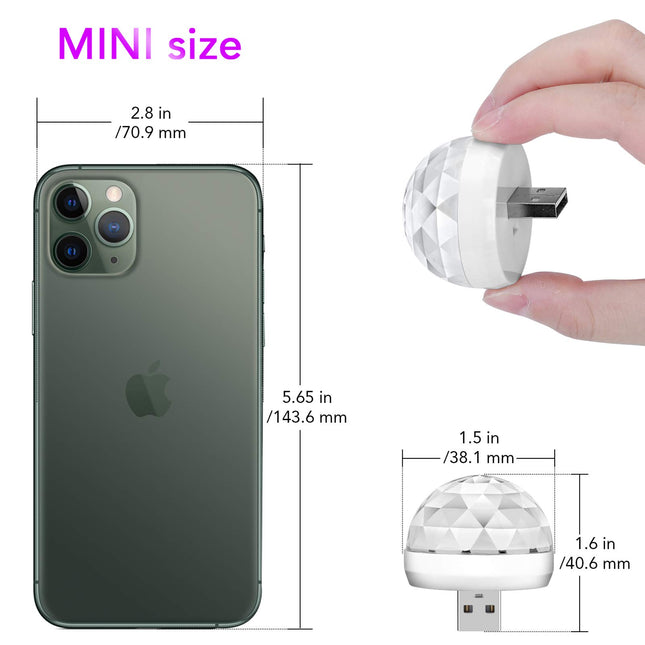 USB Mini Disco Ball Party Lights, Sound Activated DJ Stage Strobe Lights, Portable Led Car Atmosphere Lights for Xmas Stocking Stuffers, Parties, Karaoke, Bar (4 Packs)