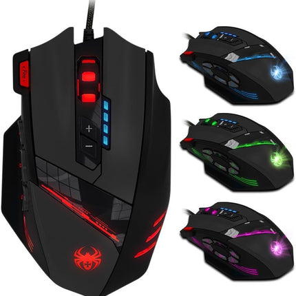 12 Programmable Buttons C12 Gaming Mouse, AFUNTA Laser Double-Speed Adjustment 8000DPI Mice Support 4 Level Switch