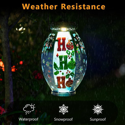 VEWOGARDEN Solar Lantern Outdoor Waterproof Snowflake Christmas Lanterns Decorative Outdoor Hanging Solar Lantern for Porch Patio Table