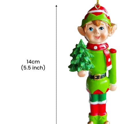 3Pcs Christmas Elf Hanging Ornament for Christmas Tree，5.5Inch Resin Elves Party Pendants for Christmas Decoration