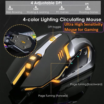 Keyboard and Mouse,Gaming Keyboard and Mouse,Light up Mouse and Keyboard Combo,Wired Keyboard and Mouse combo,Computer Keyboard and Mouse, Orange Backlit Keyboard LED keyboard and mouse for Xbox PS4