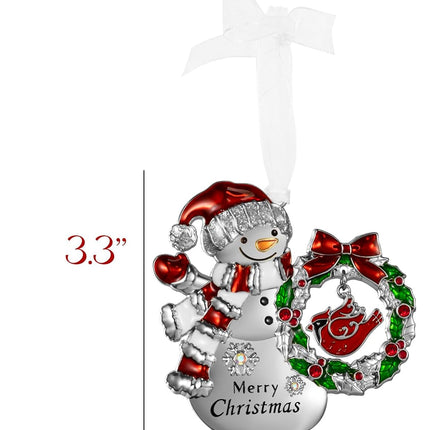 LIFE&FOOT Christmas Tree Ornaments Hanging Charm Decorative Pendant of Car Charm Holiday Keepsake Home Decor (Snowman (Silver))