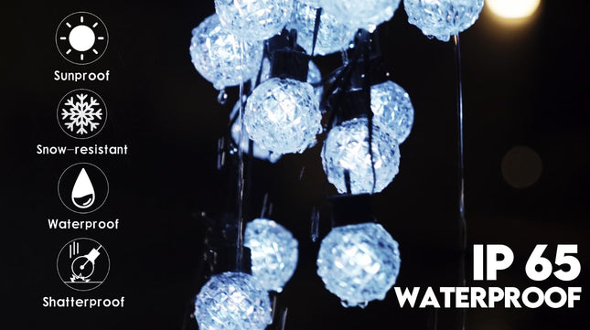 Solar LED String Lights, 25 RGB Color Changing Bulbs, Bluetooth App Control, IP65 Waterproof, 8 Scene & 4 Music Modes, 15ft Globe Lights for Patio, Backyard, and Party Decor