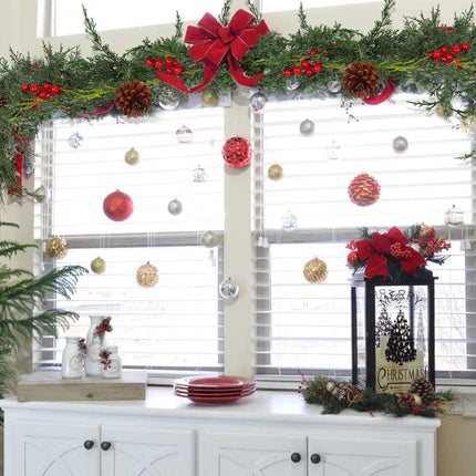 RECUTMS Christmas Garland Greenery Outdoor Pine Garland,Christmas WreathDecorations for The Home Mantle Garland Xmas Holiday Decoration Indoor (Pine Cones)