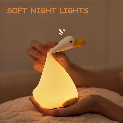 LED Duck Night Light for Baby Nursery Toddler, Fun Dream Duck Light Silicone Squishy Duck Lamp, Rechargeable Bedside Touch Lamp Christmas s Room/House Décor for Kids