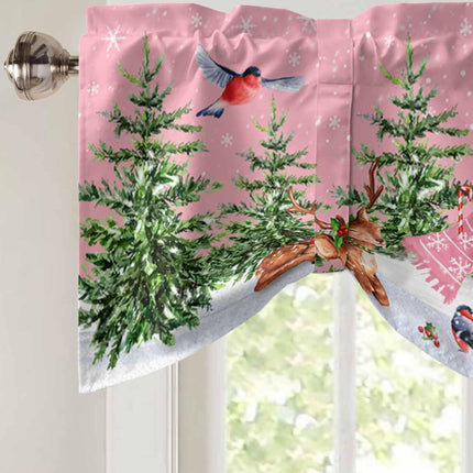 Christmas Pink Tie Up Window Valances for Kitchen Cute Snowman Rod Pocket Curtain Valances Christmas Tree Snowflake Short Topper for Small Windows Valance Curtains for Bedroom Living Room 42" x 18"