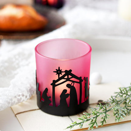 Advent Christmas Candle Holder Set with Glass Votive Tealight Candle Holders, Advent Wreath Decorations for Holiday Mantel, Table Centerpiece, and Home Decor