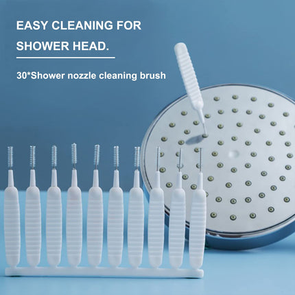 30pcs Shower Nozzle Cleaning Brush Anti-Clogging for Shower Head Cleaning Brush for Pore Gap Clean with Nylon Bristle Non-Slip Handle by Alnorte