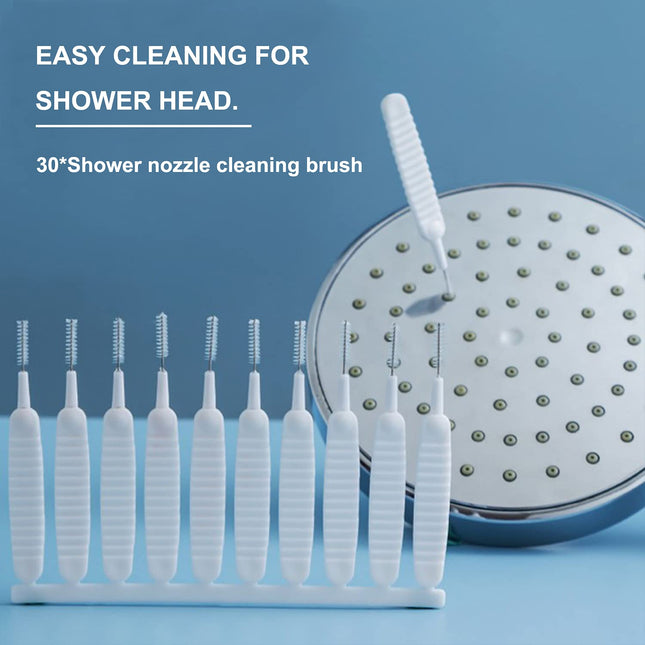 30pcs Shower Nozzle Cleaning Brush Anti-Clogging for Shower Head Cleaning Brush for Pore Gap Clean with Nylon Bristle Non-Slip Handle by Alnorte