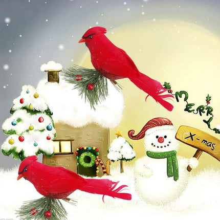 IUIBMI 10 Pack Artificial Red Cardinal Birds Clip on Pine Branches Ornaments for Christmas Tree Realistic Feathered Birds for Wreaths DIY Crafts Decor