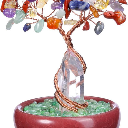 PESOENTH Chakra Tree of Life Feng Shui Decor Crystals and Healing Stones Money Tree Room Decor 7 Chakra Healing Crystals Ornaments for Home Room Office Desk Spiritual s Christmas