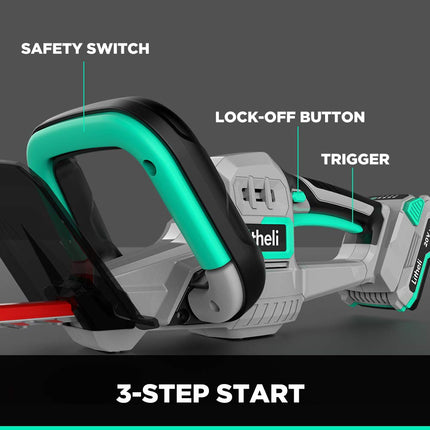 Litheli 20V Cordless Hedge Trimmer 20 Inch, Power Hedge Trimmer for Bush & Shrub Cutting, Trimming, Pruning, with 2.0Ah Battery and Charger Included