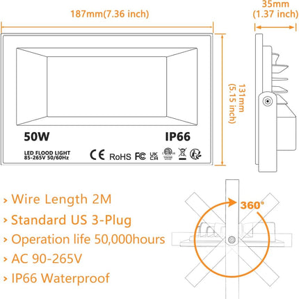 MELPO Led Flood Light 500W Equivalent, RGBW Led Outdoor Lights Colored Floodlight with Remote,50W,5000ML 2700K,120 Colors, Timing, Dimmable, Custom Modes, Landscape Lighting (2 Pack)