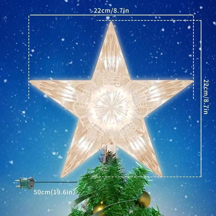 Christmas Tree Topper,Star Tree Topper(9 Inch 10 Lights Clear Colour)